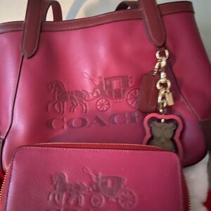 Coach Fuchsia Leather Tote Bag